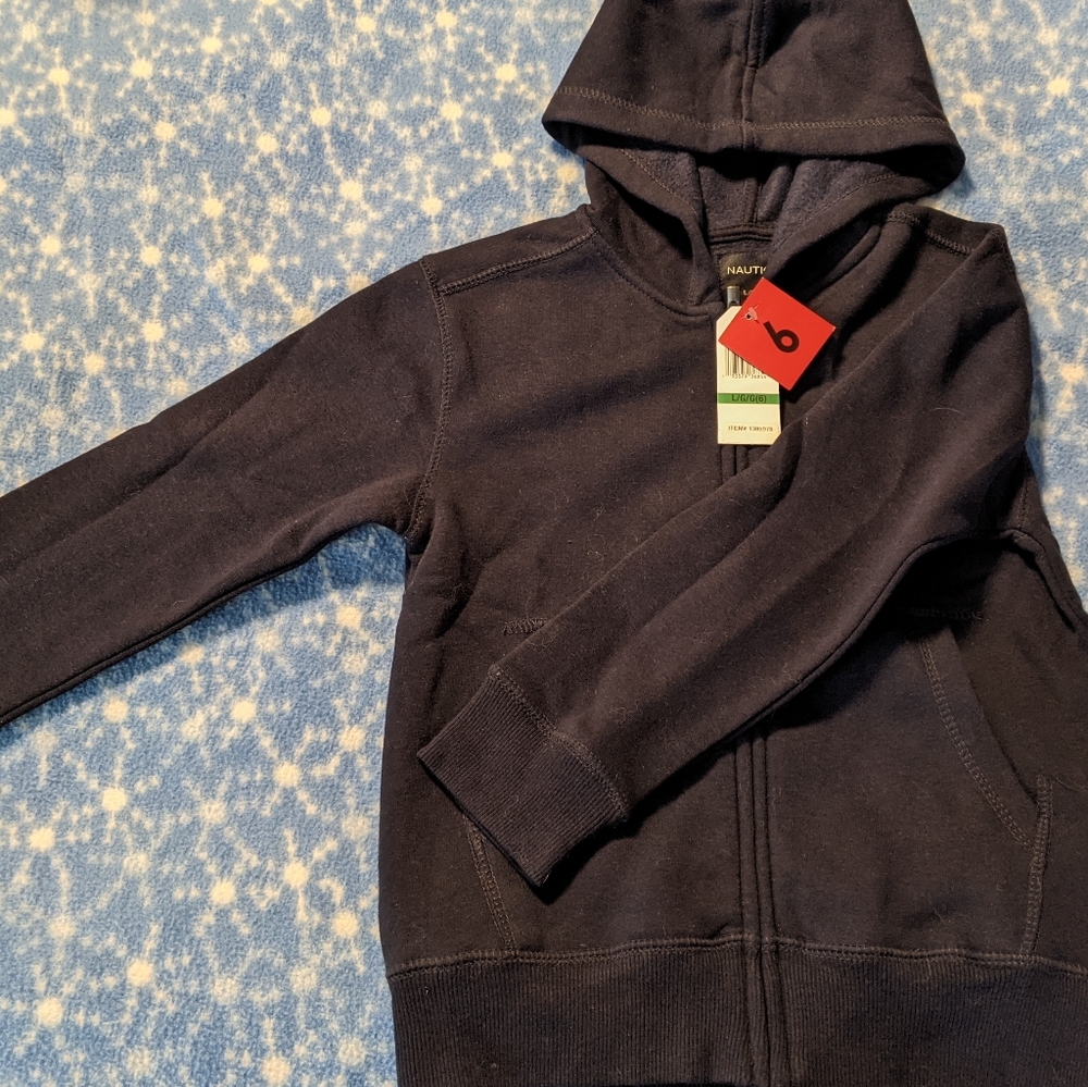 Navy Blue Nautica Zip Up Hooded Sweatshirt